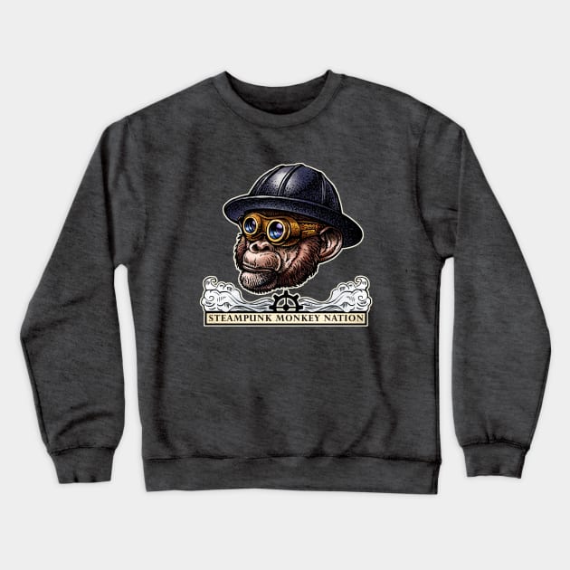 Steampunk Monkey Nation Crewneck Sweatshirt by ChetArt